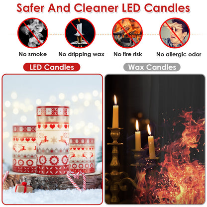 3Pack Christmas Flameless LED Candles Deer Flickering Candles