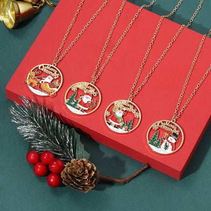 New Christmas-style Santa Claus Holiday-themed Necklace