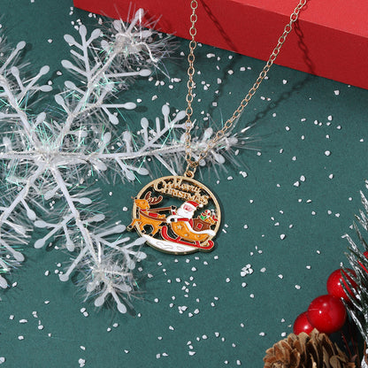 New Christmas-style Santa Claus Holiday-themed Necklace