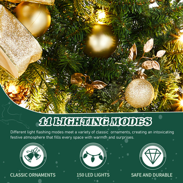 60in Pre-lit Christmas Wreath, Lighted Artificial Xmas Wreath