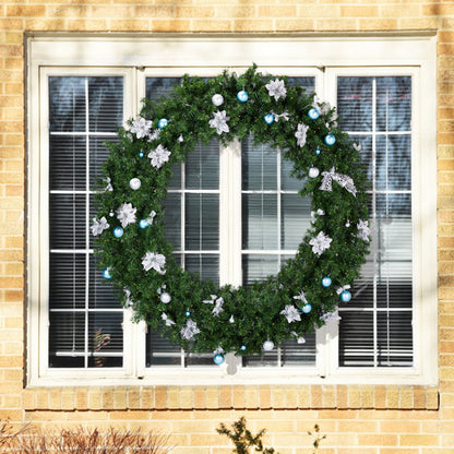 60in Pre-lit Christmas Wreath, Lighted Artificial Xmas Wreath