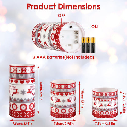 3Pack Christmas Flameless LED Candles Deer Flickering Candles
