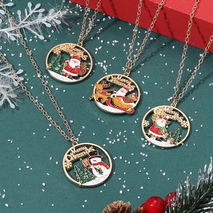 New Christmas-style Santa Claus Holiday-themed Necklace